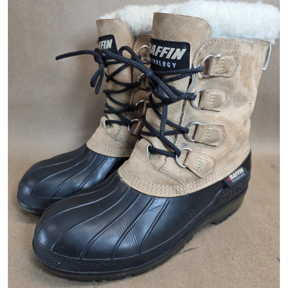 Baffin Womens 10 Canada Women's Winter Snow Boots Brown Rubber leather Duck